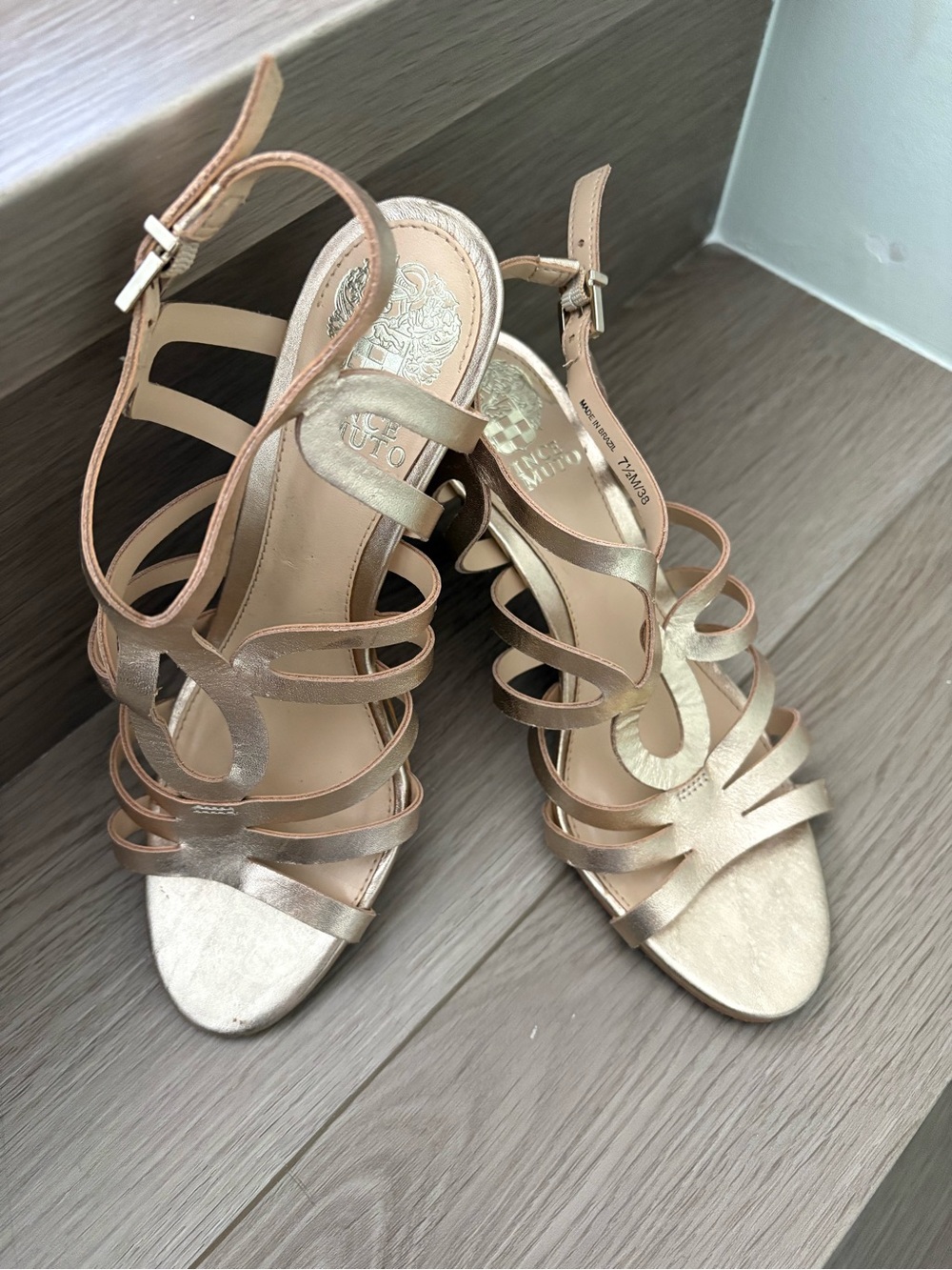 Vince Camuto Rose Gold Strappy Heeled Sandals